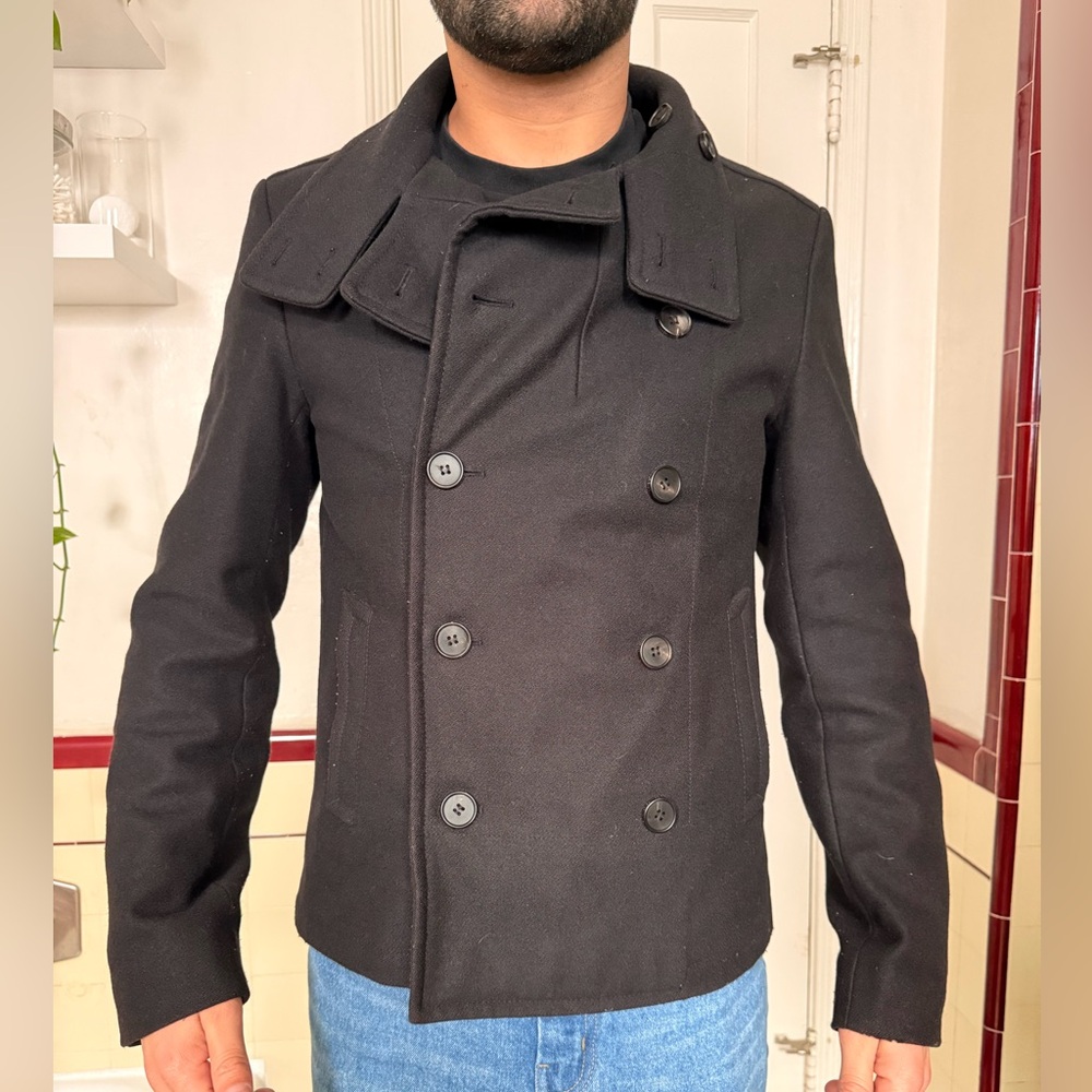 All Saints • Men's Classic Black Peacoat